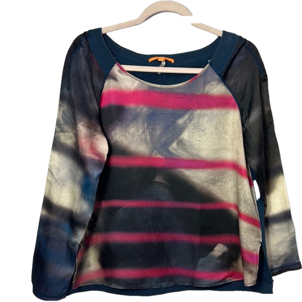 Boss Multicolor Silk Blend Long Sleeve Top